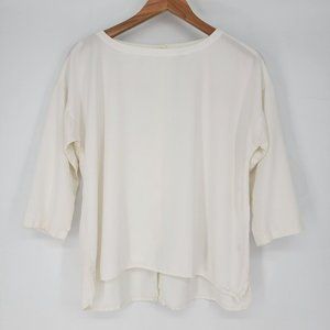 J Jill Blouse Womens Medium Button Up Back White Shirt Top